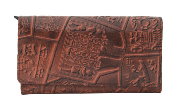 Greek Art Embossed Leather Clutch Bag